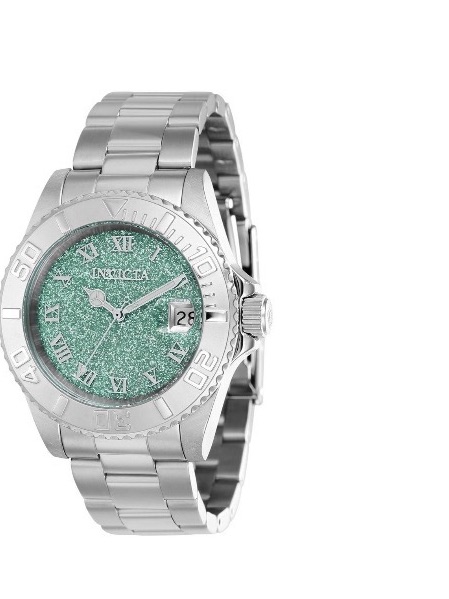 Invicta Silver Watch With Mint Green Glitter Dial